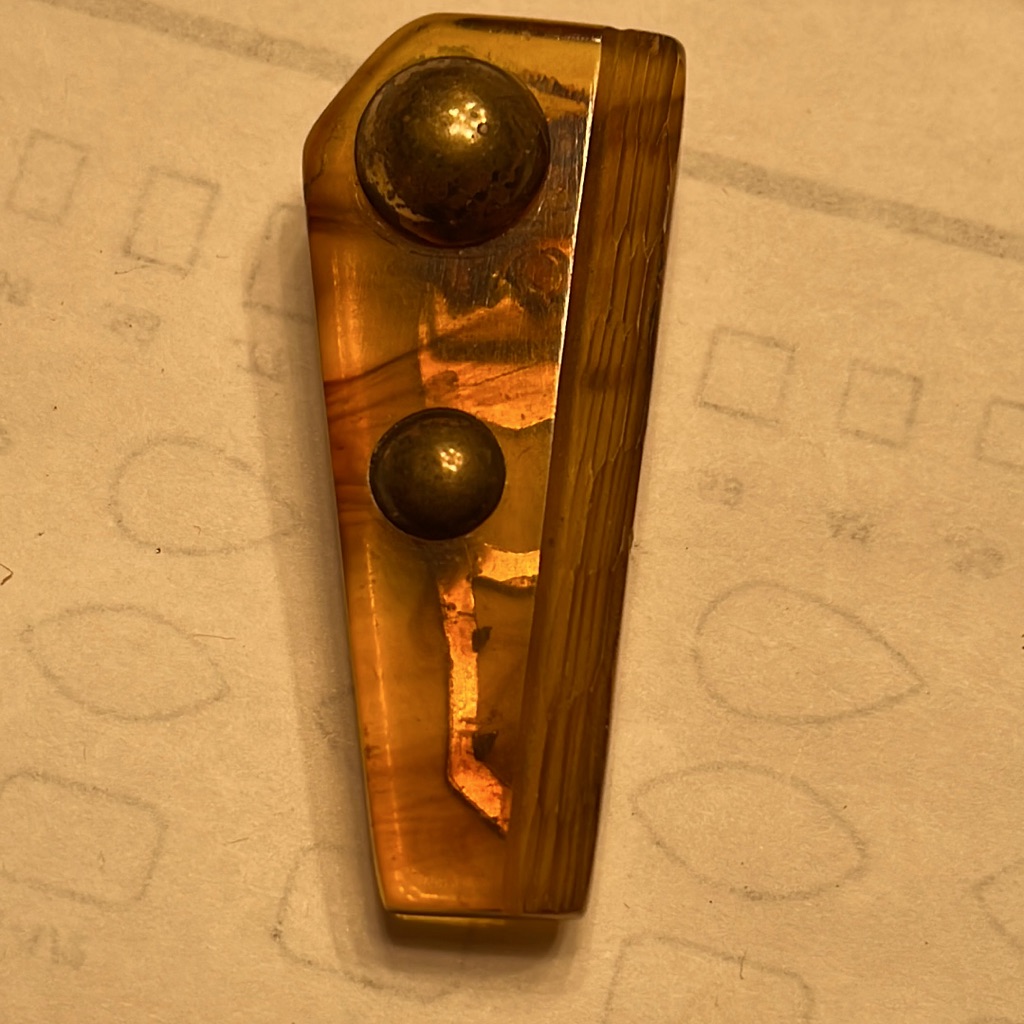 Art Deco Lucite Scarf Clasp Copper Embedded Half Balks Embedded 15$